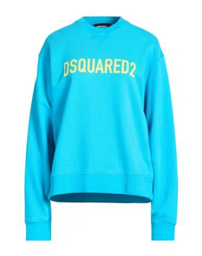 Dsquared2 Woman Sweatshirt Azure Size S Cotton In Blue