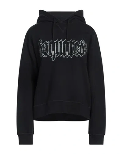 Dsquared2 Woman Sweatshirt Black Size L Cotton, Elastane, Glass