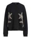 Dsquared2 Woman Sweatshirt Black Size L Cotton, Elastane, Polyamide, Glass