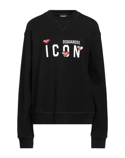 DSQUARED2 DSQUARED2 WOMAN SWEATSHIRT BLACK SIZE M COTTON, ELASTANE