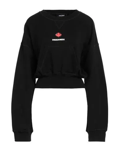DSQUARED2 DSQUARED2 WOMAN SWEATSHIRT BLACK SIZE L COTTON, ELASTANE