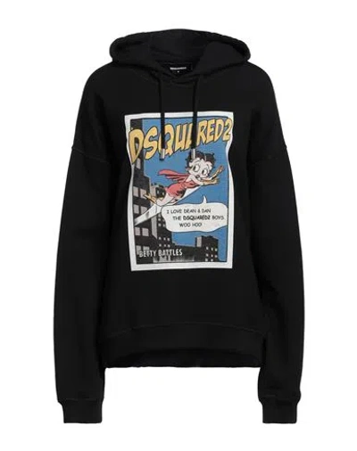 Dsquared2 Woman Sweatshirt Black Size M Cotton, Elastane