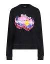 Dsquared2 Woman Sweatshirt Black Size M Cotton, Elastane In Black