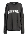 Dsquared2 Woman Sweatshirt Charcoal Size L Cotton, Elastane In Grey