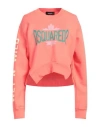 Dsquared2 Woman Sweatshirt Coral Size Xl Cotton In Red