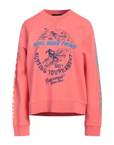 Dsquared2 Woman Sweatshirt Coral Size S Cotton In Red