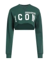 Dsquared2 Woman Sweatshirt Dark Green Size Xs Cotton, Elastane