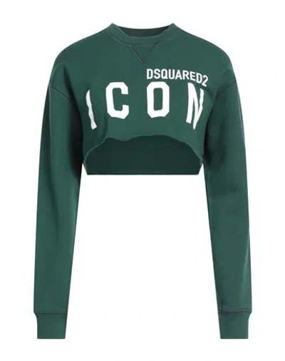 Dsquared2 Woman Sweatshirt Dark Green Size Xs Cotton, Elastane In Green