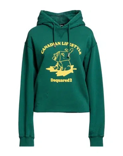 Dsquared2 Woman Sweatshirt Emerald Green Size L Cotton
