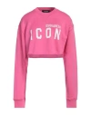 Dsquared2 Woman Sweatshirt Fuchsia Size L Cotton, Elastane In Pink