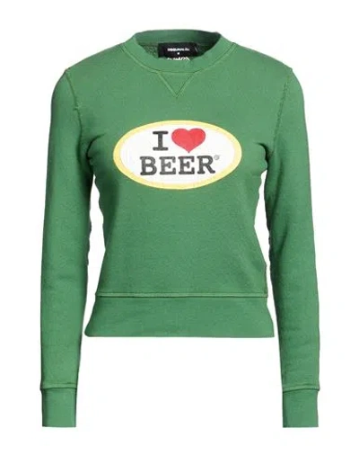Dsquared2 Woman Sweatshirt Green Size L Cotton