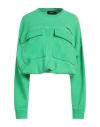 Dsquared2 Woman Sweatshirt Green Size L Cotton, Elastane In Green