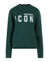 Dsquared2 Woman Sweatshirt Green Size Xs Cotton