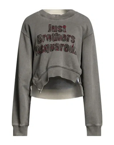 Dsquared2 Woman Sweatshirt Grey Size L Cotton In Gray