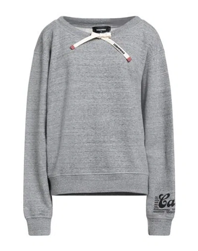 Dsquared2 Woman Sweatshirt Grey Size M Cotton In Gray