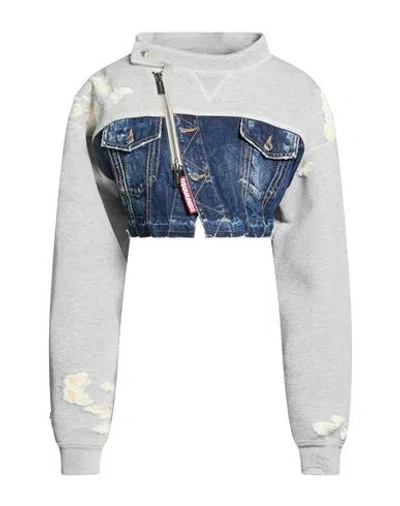 Dsquared2 Woman Sweatshirt Grey Size Xs Cotton In Gray