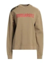 Dsquared2 Woman Sweatshirt Khaki Size M Cotton, Elastane In Beige