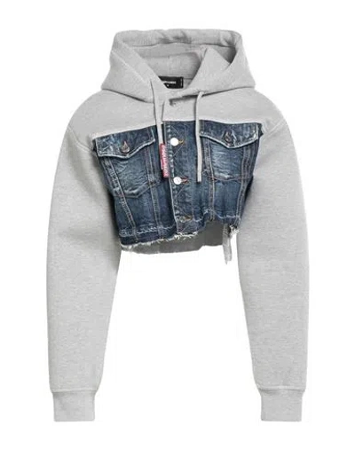 Dsquared2 Woman Sweatshirt Light Grey Size M Cotton In Gray
