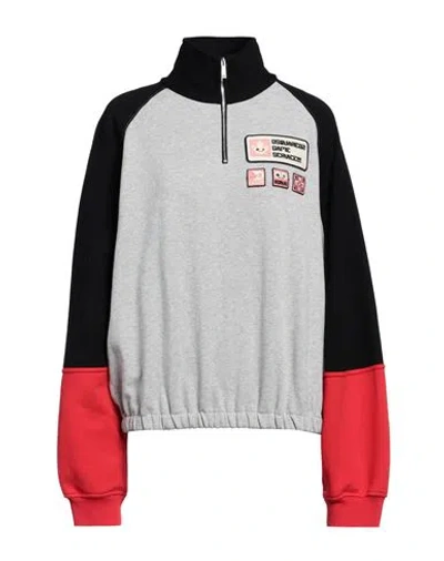 DSQUARED2 DSQUARED2 WOMAN SWEATSHIRT LIGHT GREY SIZE L COTTON
