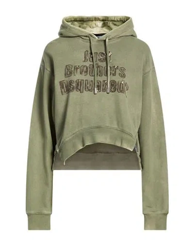 Dsquared2 Woman Sweatshirt Military Green Size L Cotton, Elastane