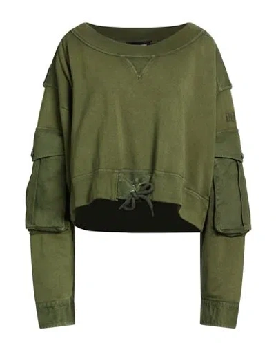 Dsquared2 Woman Sweatshirt Military Green Size Xs Cotton In Gray