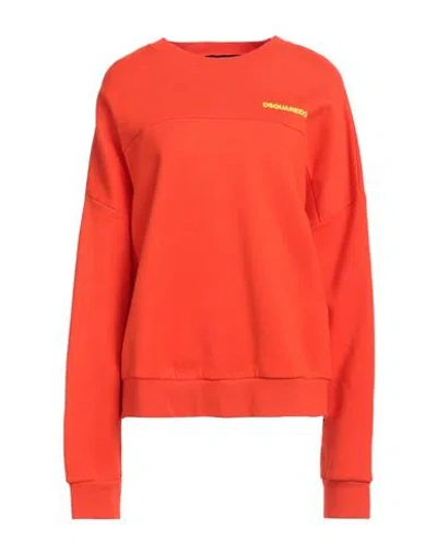 Dsquared2 Woman Sweatshirt Orange Size Xl Cotton