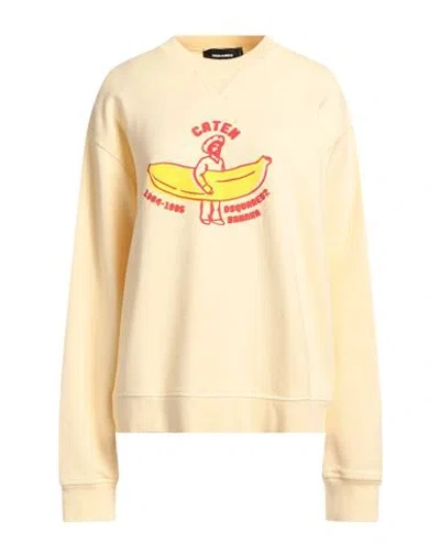 Dsquared2 Woman Sweatshirt Light Yellow Size L Cotton