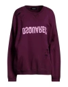 Dsquared2 Woman Sweatshirt Plum Size M Cotton, Elastane In Purple