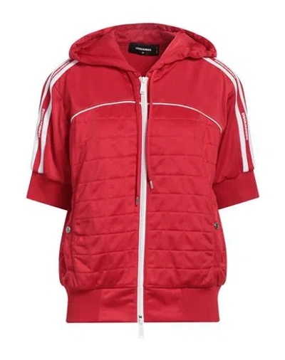 Dsquared2 Ground Quilted Hooded Jacket In Red
