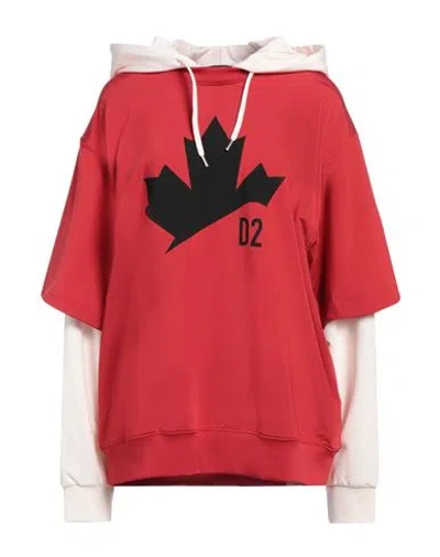 Dsquared2 Woman Sweatshirt Red Size M Polyamide, Cotton, Elastane