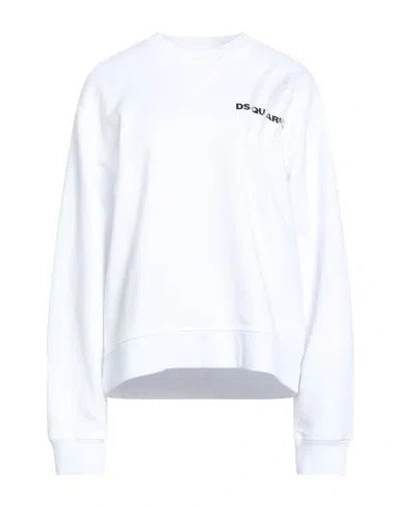 DSQUARED2 DSQUARED2 WOMAN SWEATSHIRT WHITE SIZE L COTTON, ELASTANE