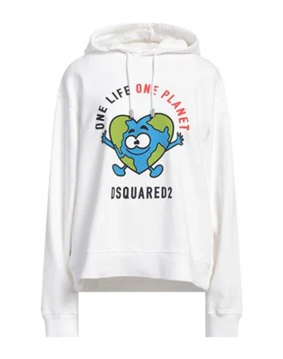 DSQUARED2 DSQUARED2 WOMAN SWEATSHIRT WHITE SIZE M COTTON, ELASTANE