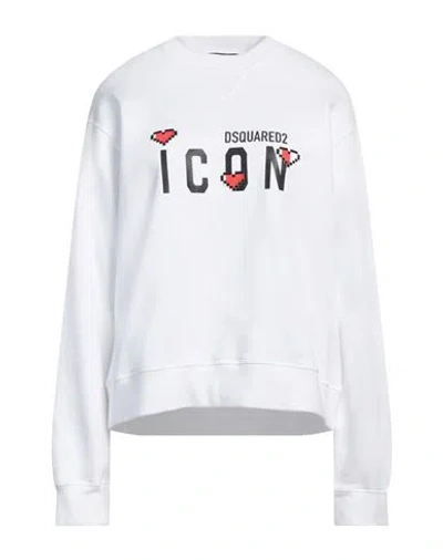 Dsquared2 Woman Sweatshirt White Size L Cotton, Elastane