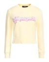Dsquared2 Woman Sweatshirt Yellow Size L Cotton, Elastane