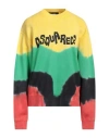 Dsquared2 Woman Sweatshirt Yellow Size L Cotton, Elastane In Yellow