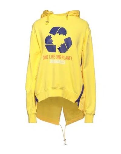 Dsquared2 Woman Sweatshirt Yellow Size M Cotton, Elastane