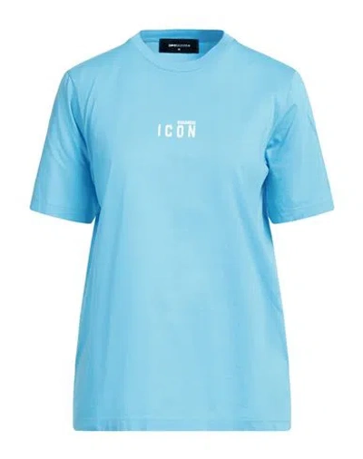 Dsquared2 Woman T-shirt Azure Size M Cotton In Blue