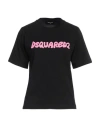 Dsquared2 Woman T-shirt Black Size L Cotton In Black