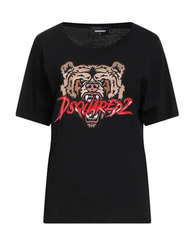 Dsquared2 Woman T-shirt Black Size L Cotton