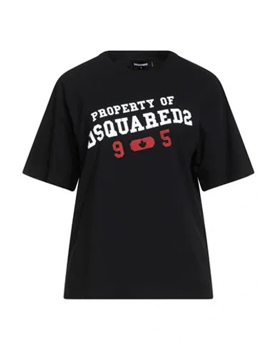 Dsquared2 Woman T-shirt Black Size L Cotton