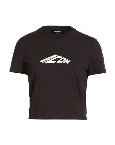 DSQUARED2 DSQUARED2 WOMAN T-SHIRT BLACK SIZE L COTTON