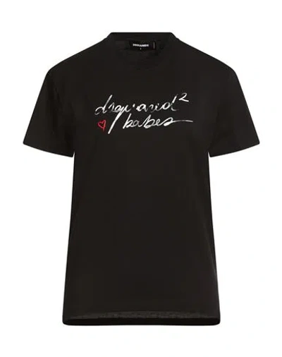 Dsquared2 Woman T-shirt Black Size L Cotton