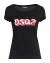 Dsquared2 Woman T-shirt Black Size L Cotton In Black