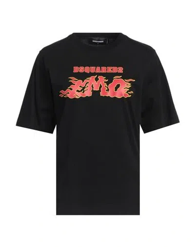 DSQUARED2 DSQUARED2 WOMAN T-SHIRT BLACK SIZE L COTTON