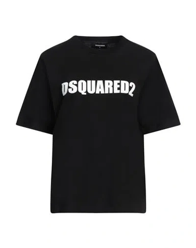 DSQUARED2 DSQUARED2 WOMAN T-SHIRT BLACK SIZE L COTTON