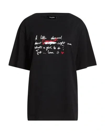 Dsquared2 Woman T-shirt Black Size M Cotton