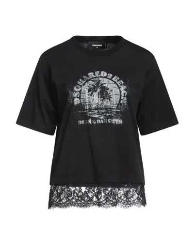 Dsquared2 Woman T-shirt Black Size L Cotton