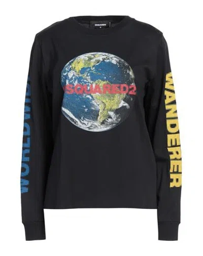Dsquared2 Woman T-shirt Black Size L Textile Fibers