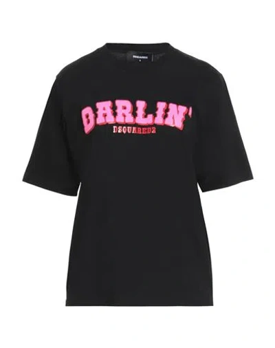 Dsquared2 Woman T-shirt Black Size S Cotton