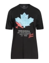 Dsquared2 Woman T-shirt Black Size Xl Cotton In Black